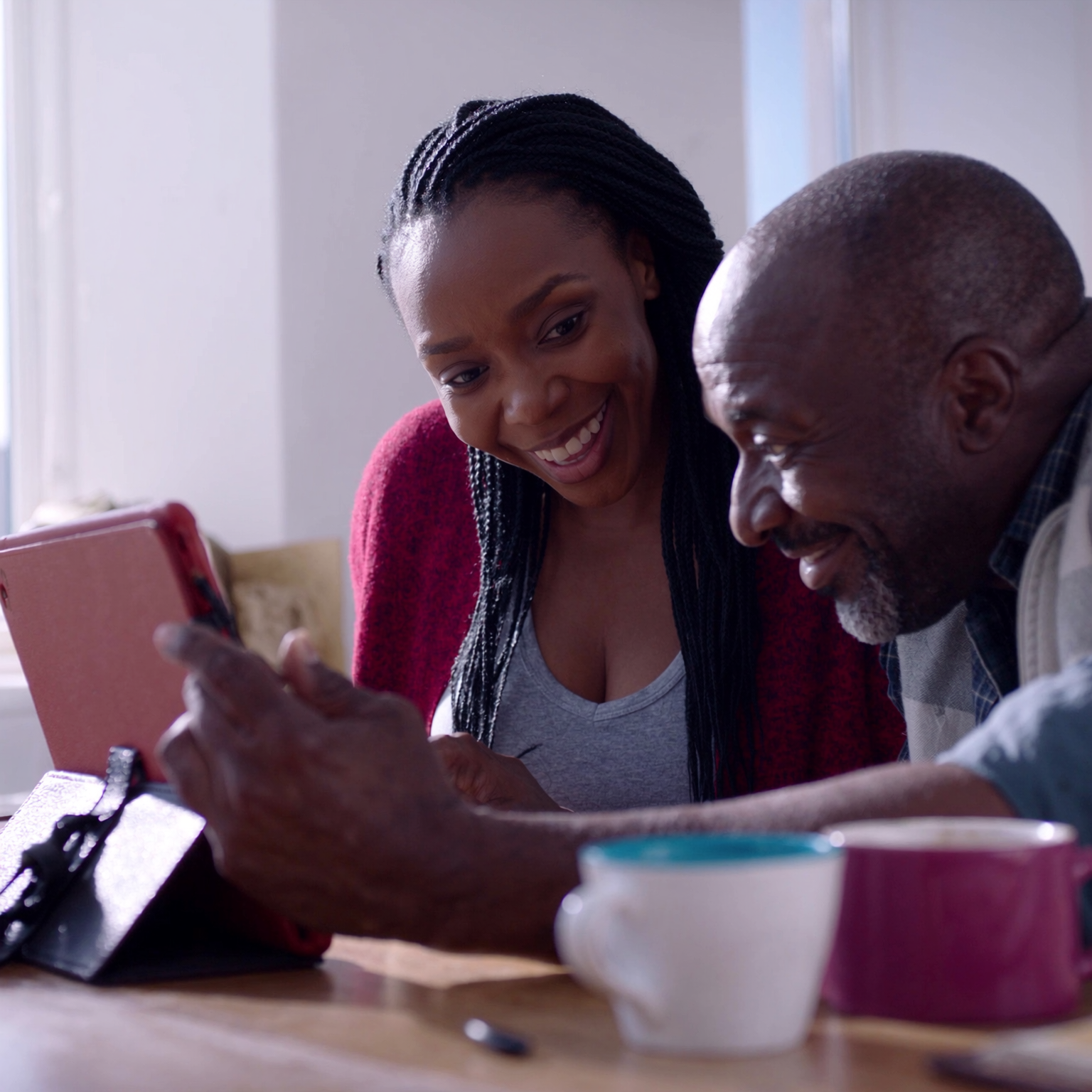 A father and daughter organising their family estate together